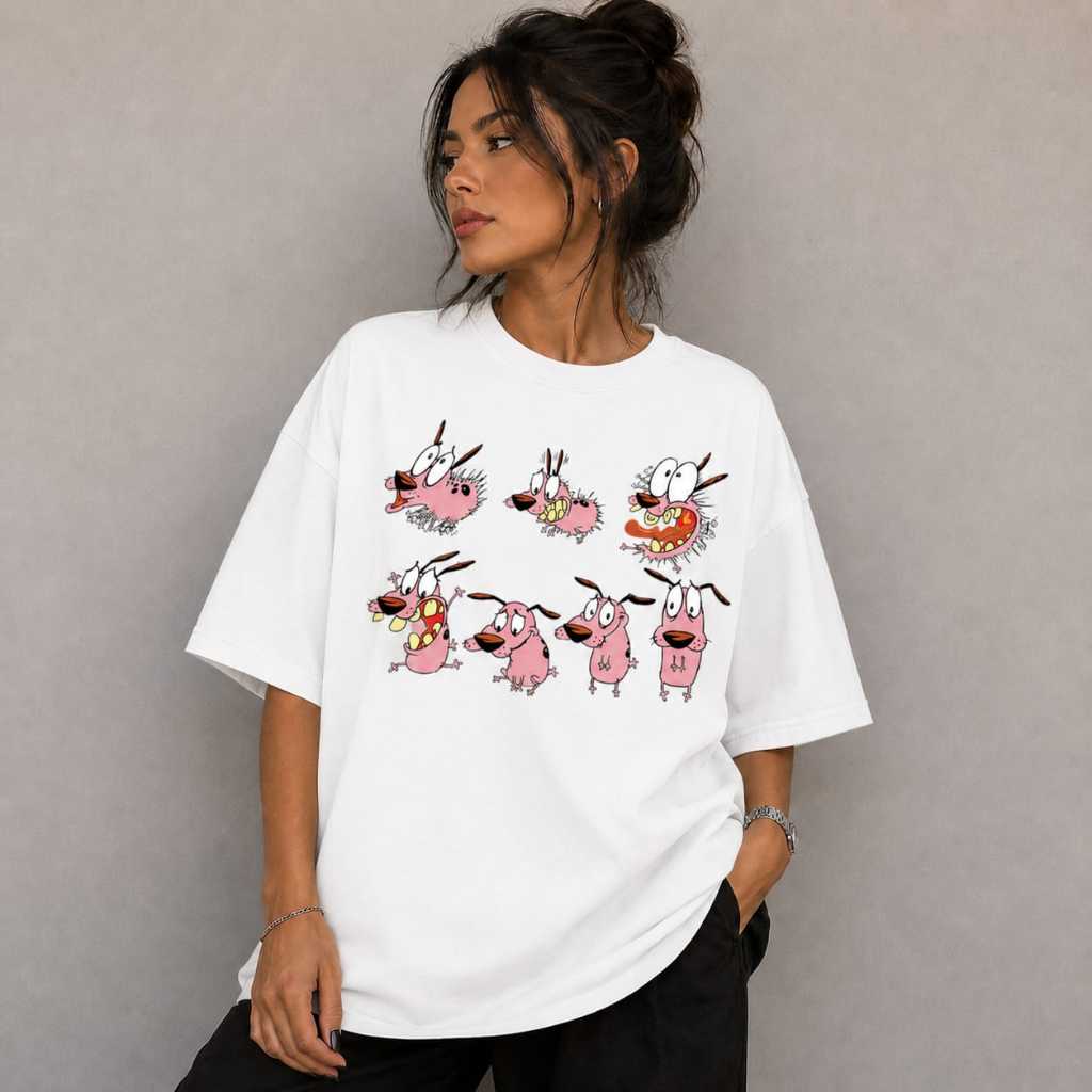 Camiseta Feminina Oversized Estampada Desenho Antigo Personagem Linha Premium 100% Algodão Confortável