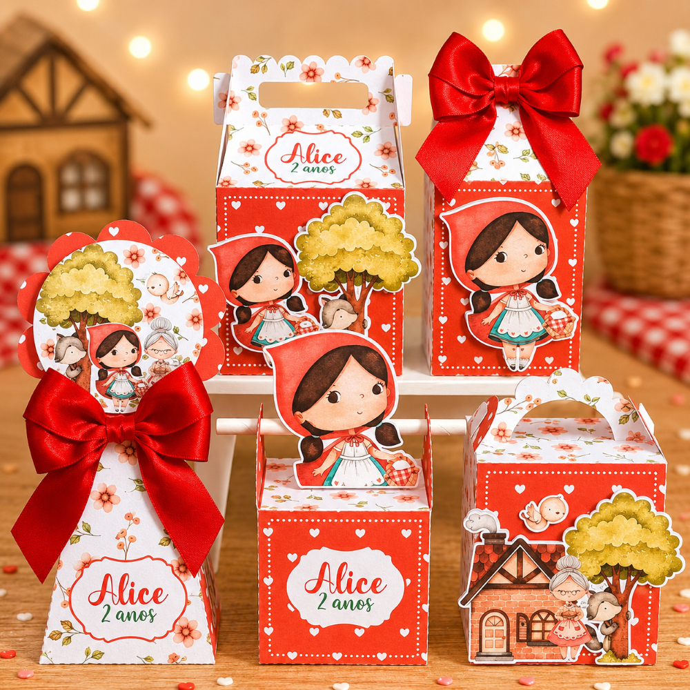 Kit Festa Chapeuzinho Vermelho Personalizado Pegue e Monte Lembrancinhas Festa Infantil
