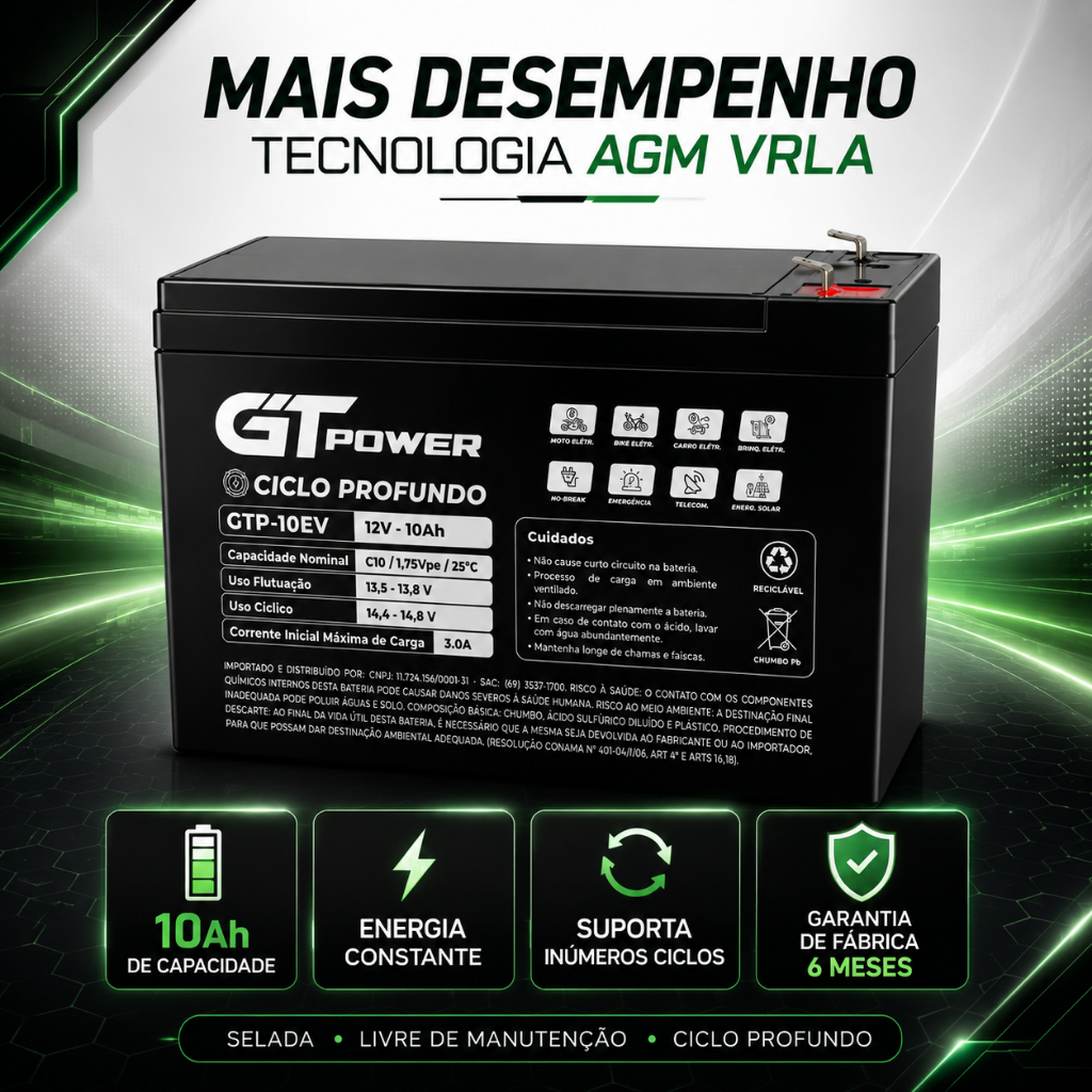 Bateria Seleda Bike Elétrica 10ah 12v 6-dzm-10 Ciclo Profundo