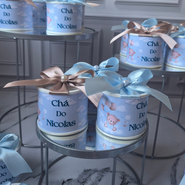 Kit Lembrancinha Tubolata 5x6  Ursinho Nas Nuvens Cha de Bebe Personalizada Maternidade qualquer tema menino ou menina