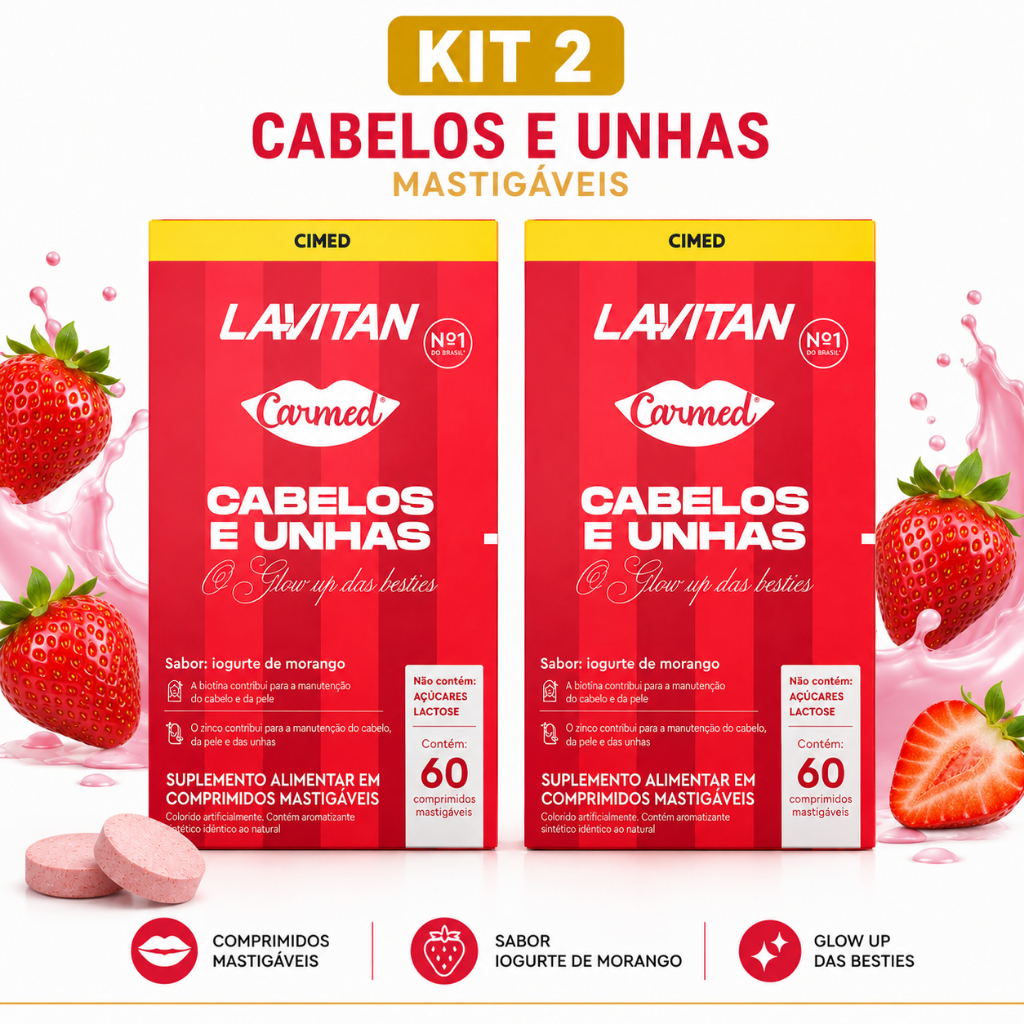 Lavitan Carmed Cabelos E Unhas 60cps | Força E Cresc - Kit com 2 Unidades