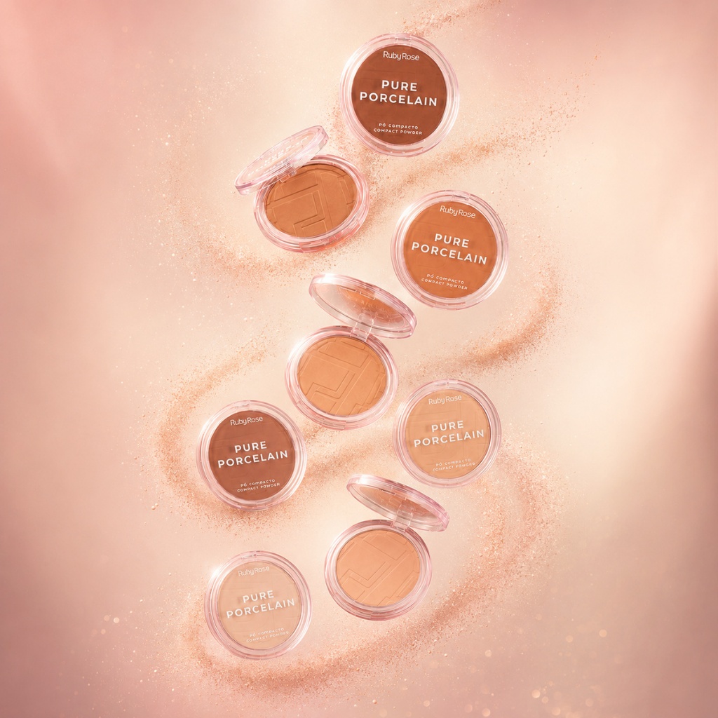 Pó Compacto Facial Ruby Rose Pure Porcelain 7g Matte
