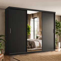 Guarda Roupa Casal Tonielque Paris 3 Portas de Correr 2 Gavetas com Espelho