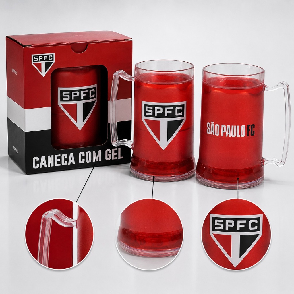 Caneca Gel São Paulo Fc 400ml Térmica Oficial Times Coleção