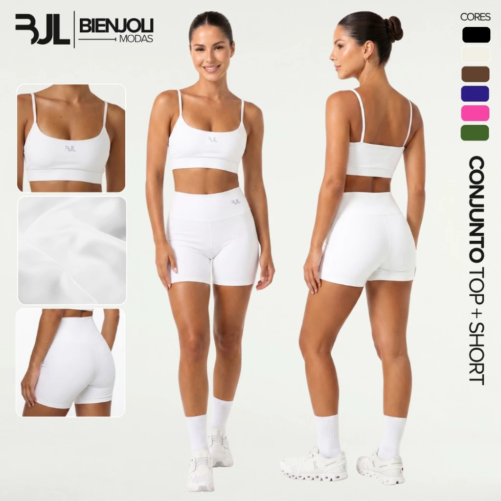 Conjunto Top e Short Fitness Corrida ZERO TRANSPARÊNCIA Feminino Academia Treino Musculação Crossfit — imagem 1