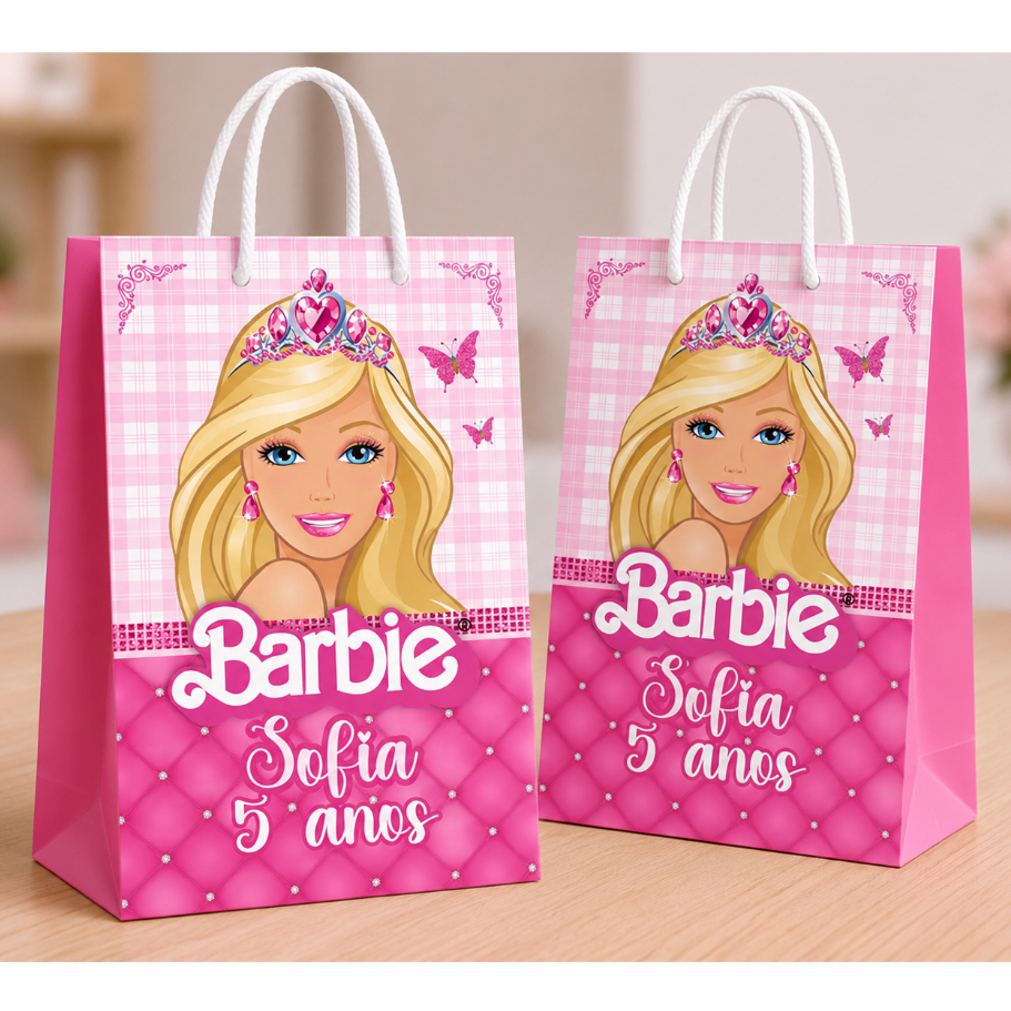 Sacolinha Barbie | Sacolinha Personalizada para Festa | Lembrancinha Infantil | Sacolinha Surpresa | Envio Rápido