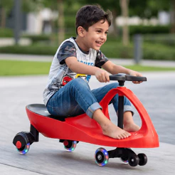 Carrinho Infantil Rolimã Gira Triciclo Roda Led Volante 360° Suporta 70kg Rosa Azul Vermelho Brinquedo Presente