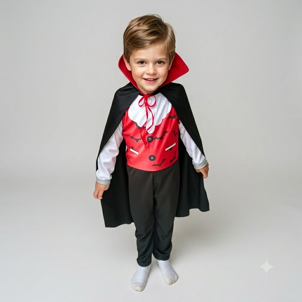 Fantasia Vampiro Infantil de Halloween Com Capa