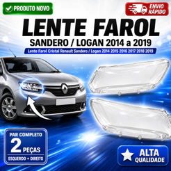 Lente Farol Renault Sandero Logan 2014 2015 2016 2017 2018 2019