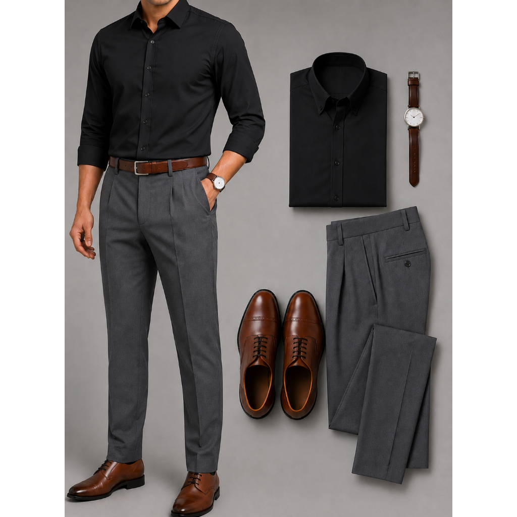 Camisa Social Slim Manga Longa De Botão + Calça Social Oxfordine 38 Ao 48