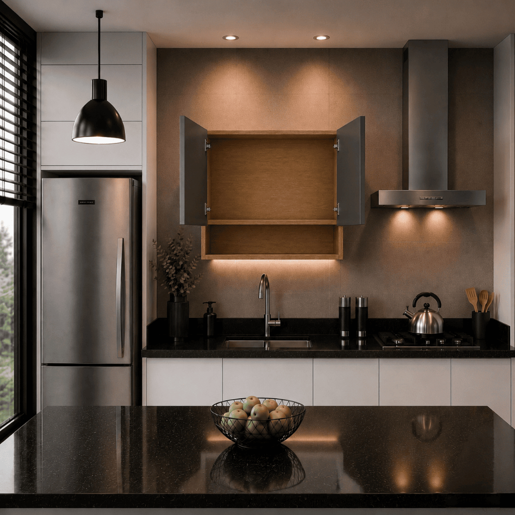 Gabinete Aéreo de Parede com Suporte para Potes e Utensílios de Cozinha