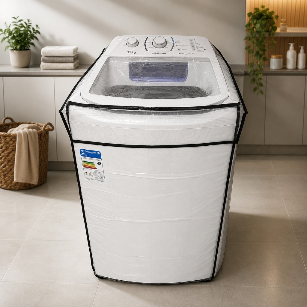 Capa Plastica Para Máquina de Lavar Roupa 8 a17kg Todos os Tamanhos e Marcas Transparente Com Elástico