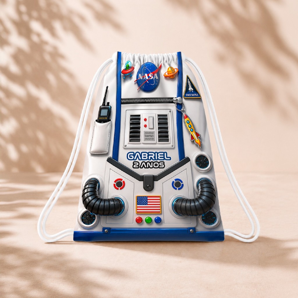 10 Mochila Personalizada Infantil 18x26 Sacolinhas Surpresa Festa Aniversário Lembrancinha Astronauta M6