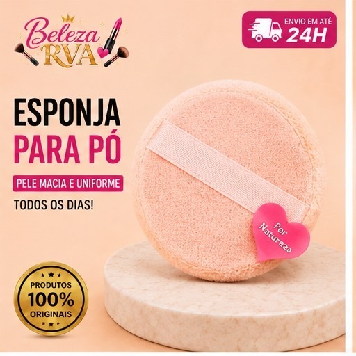 Esponja para Pó Facial - Puff Macio - Sem marcar e Acabamento Natural