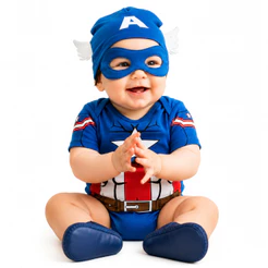 Body Bebê Mêsversário Temático Do Capitão América Super Confortável Linha Premium