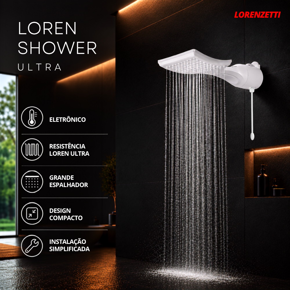 Chuveiro Eletrônico Ducha Loren Shower Ultra Lorenzetti 127v 5500w Branco · foto 2