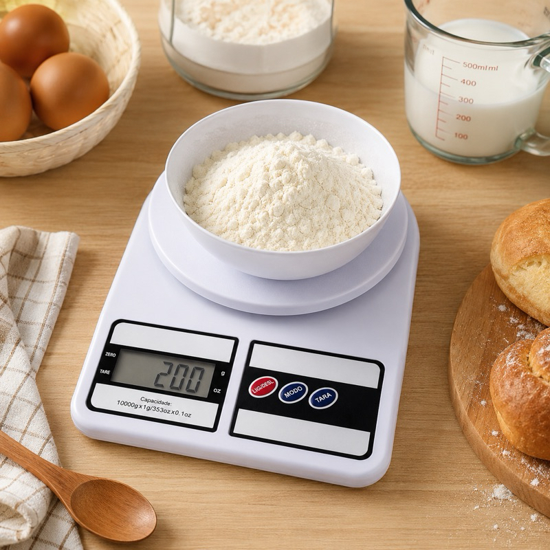 Balança Digital De Cozinha Confeitaria De Precisão Até 10kg Cor Branco