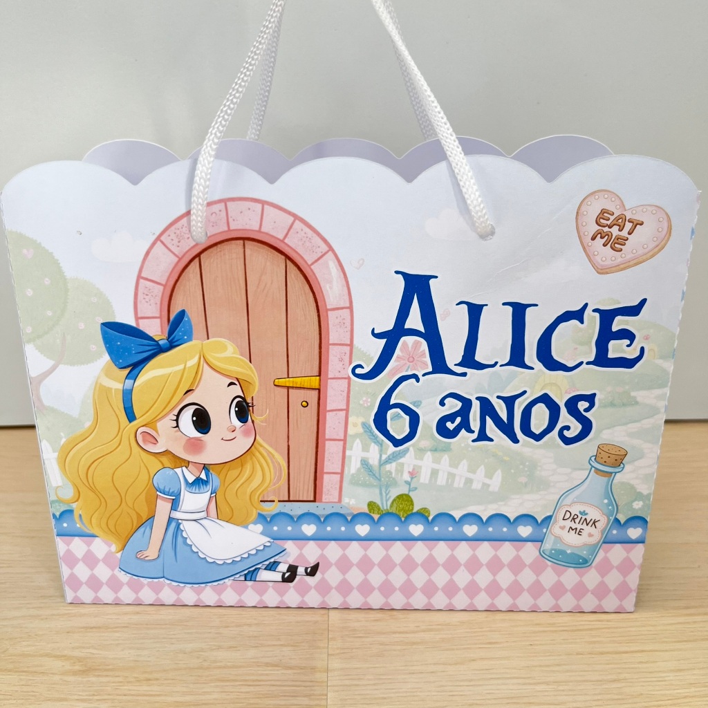 Sacolinhas Personalizadas ALICE NO PAÍS DAS MARAVILHAS | Lembrancinhas de Aniversário | Festa Infantil