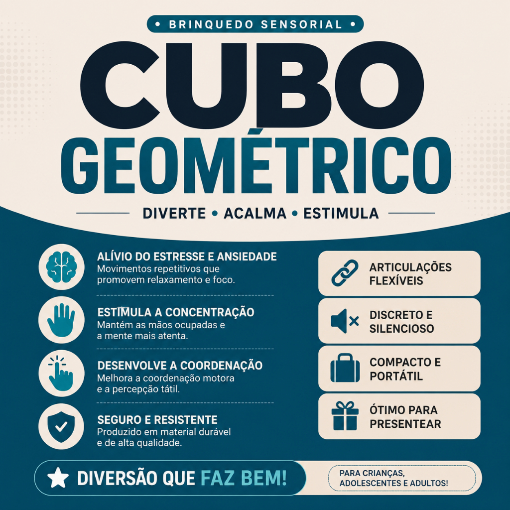 Cubo Infinito Geométrico Texturizado Sensorial Articulado | Fidget Toy Antiestresse — imagem 2 de 2