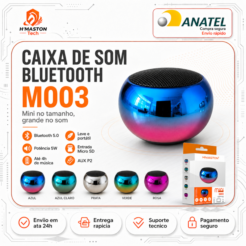 H'maston Caixa De Som Blootooth 5.0 Mini Caixa De som Bluetooth Portátil Som Caixa Bluetooth