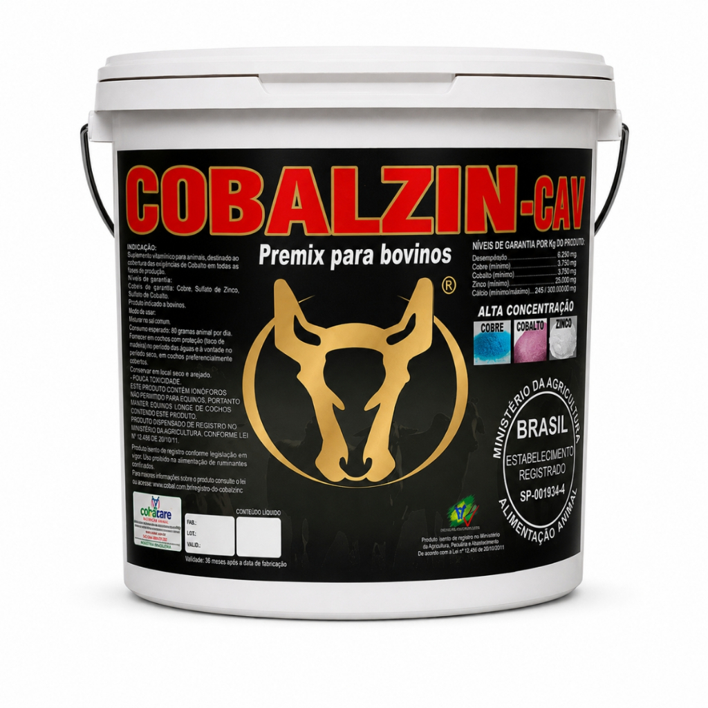 Suplemento Para Gado Cobalzin CAV Premix Mineral Cobre Cobalto Zinco 1kg a 5kg