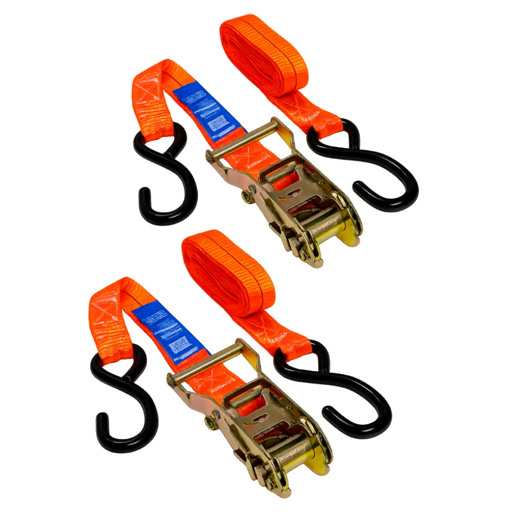 2x Kit Cinta Catraca 800kg Reforçada Amarração Carga Moto Bicicleta Carga Bagageiro Caçamba Pickup Picape