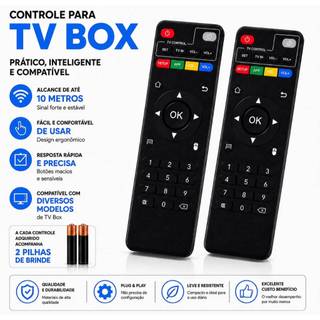 Kit Controle Remoto Compatíveis C/ Tv Box Pro 4k + Pilhas Botões Inteligente Envio Imediato