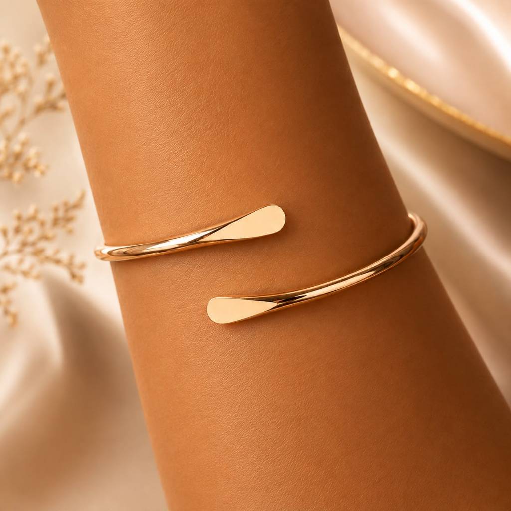 Pulseira Bracelete Orgânico Minimalista Feminino Dourado ou Prata Ajustável Elegante