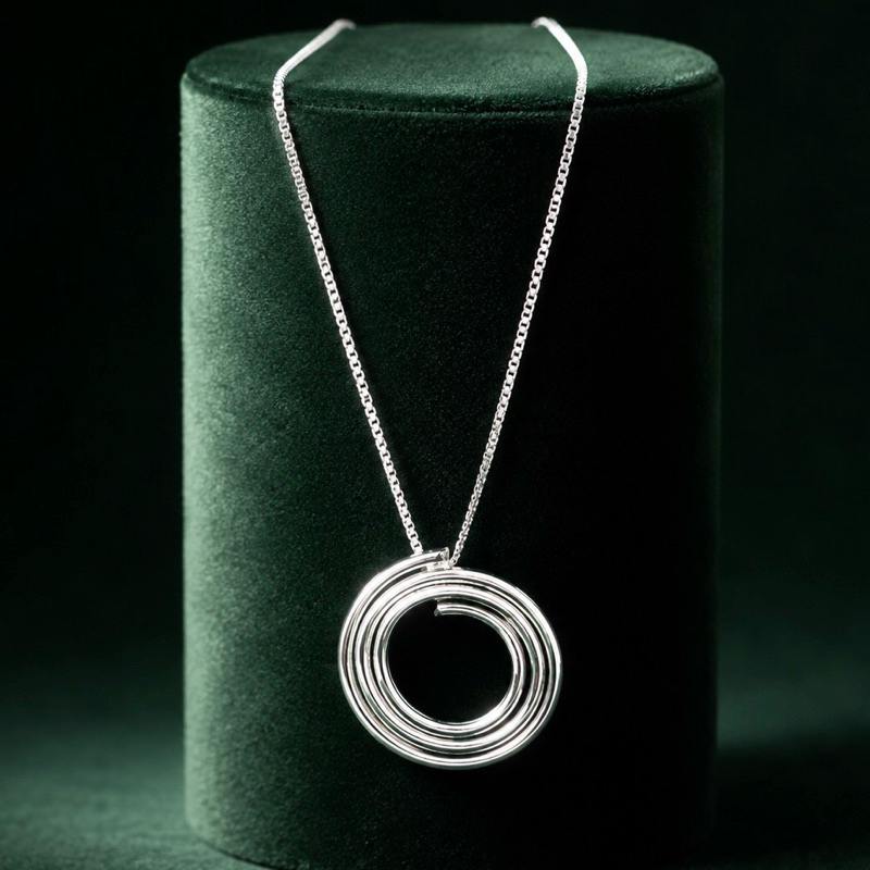 Gargantilha Feminina Prata 925 Pingente Espiral