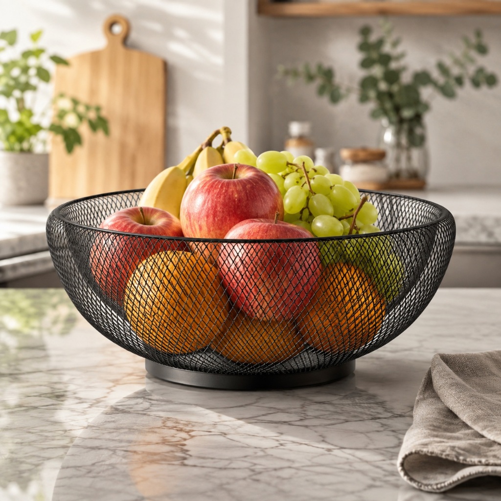 Fruteira de Mesa Aramada Preta Cesto Frutas Metal Luxo Moderna Cozinha Decorativa ENVIO IMEDIATO