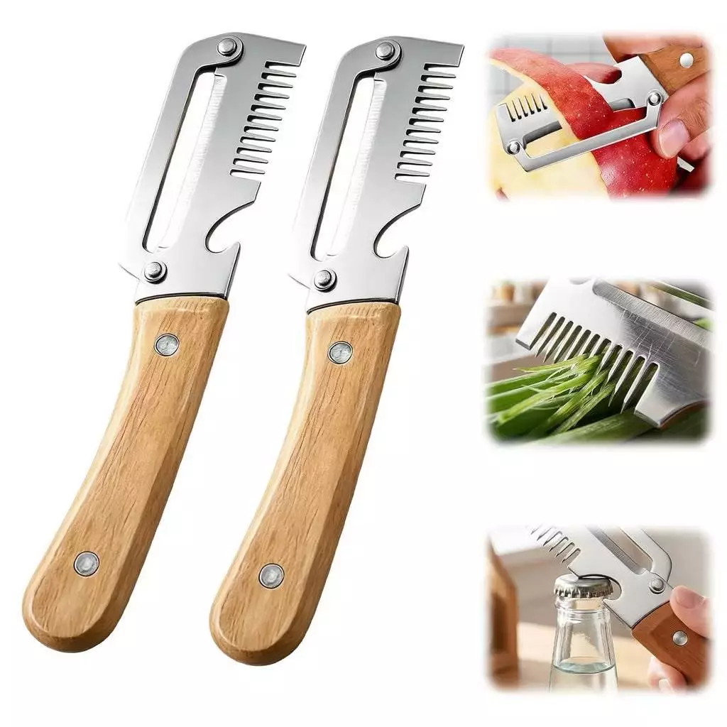 Faca Multifuncional para Descascar e Fatiar para Cozinha Aço Inox 3 Em 1 — imagem 1