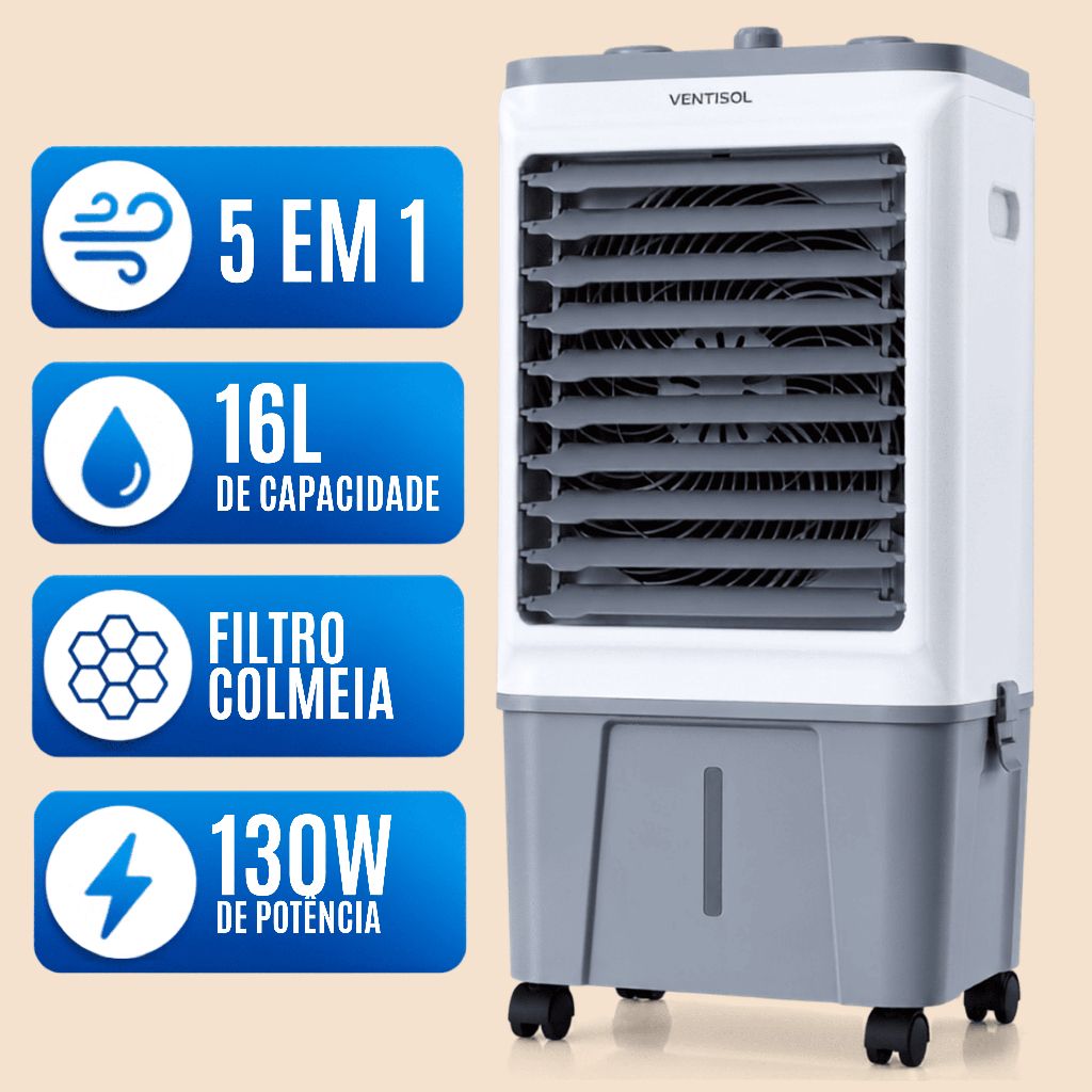Climatizador Ventisol CLIN 16 16L 127V/220V 3 Velocidades Motor 130W 3 em 1 Área 20m² Branco