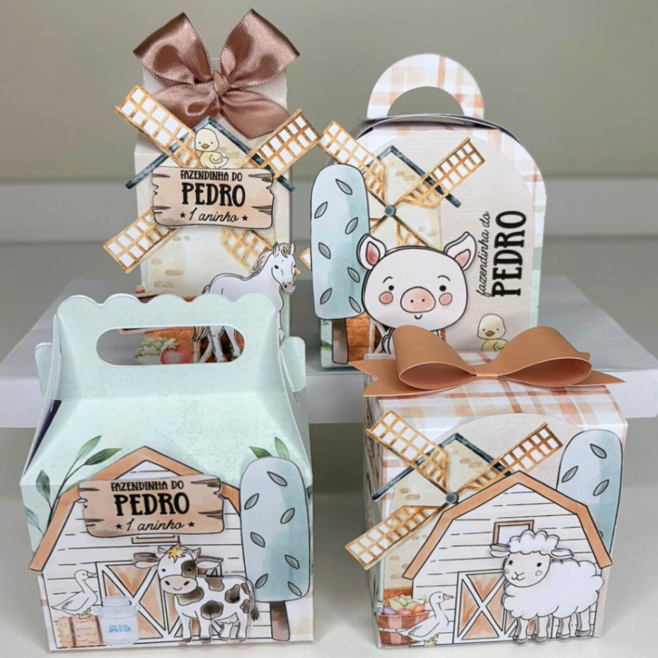 Kit Festa Fazendinha minimalista |Lembrancinhas |Infantil |Aniversário | Personalizados | Caixinhas