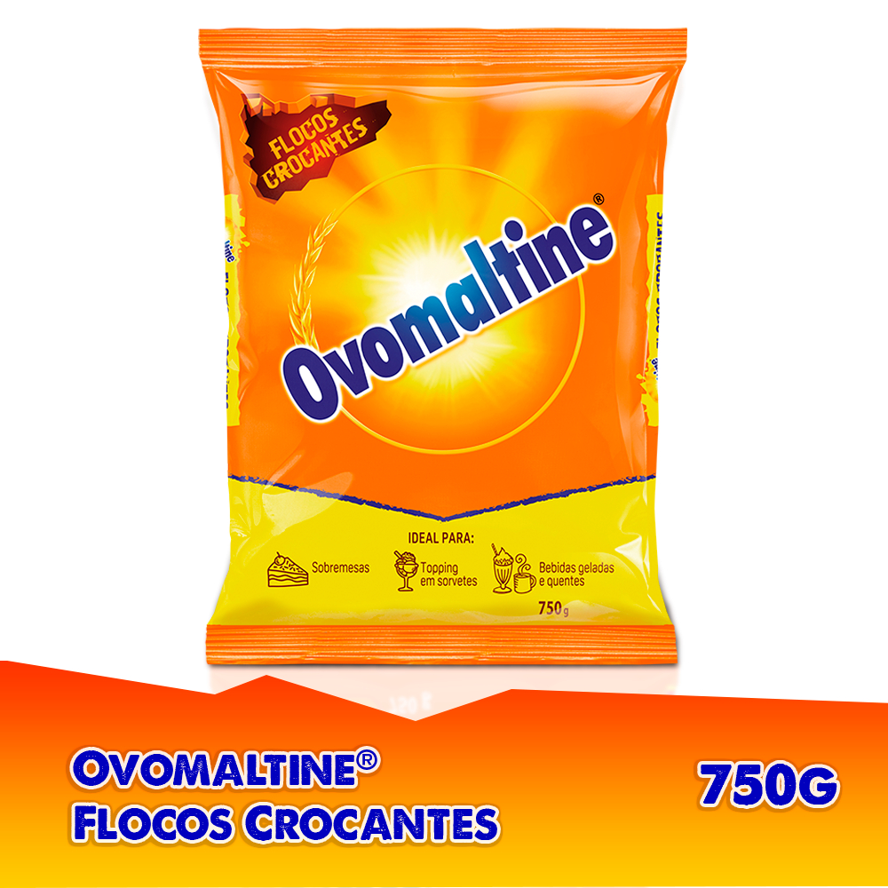 Achocolatado Ovomaltine Flocos Crocantes 750g Linha Profissional Topping Açaí e