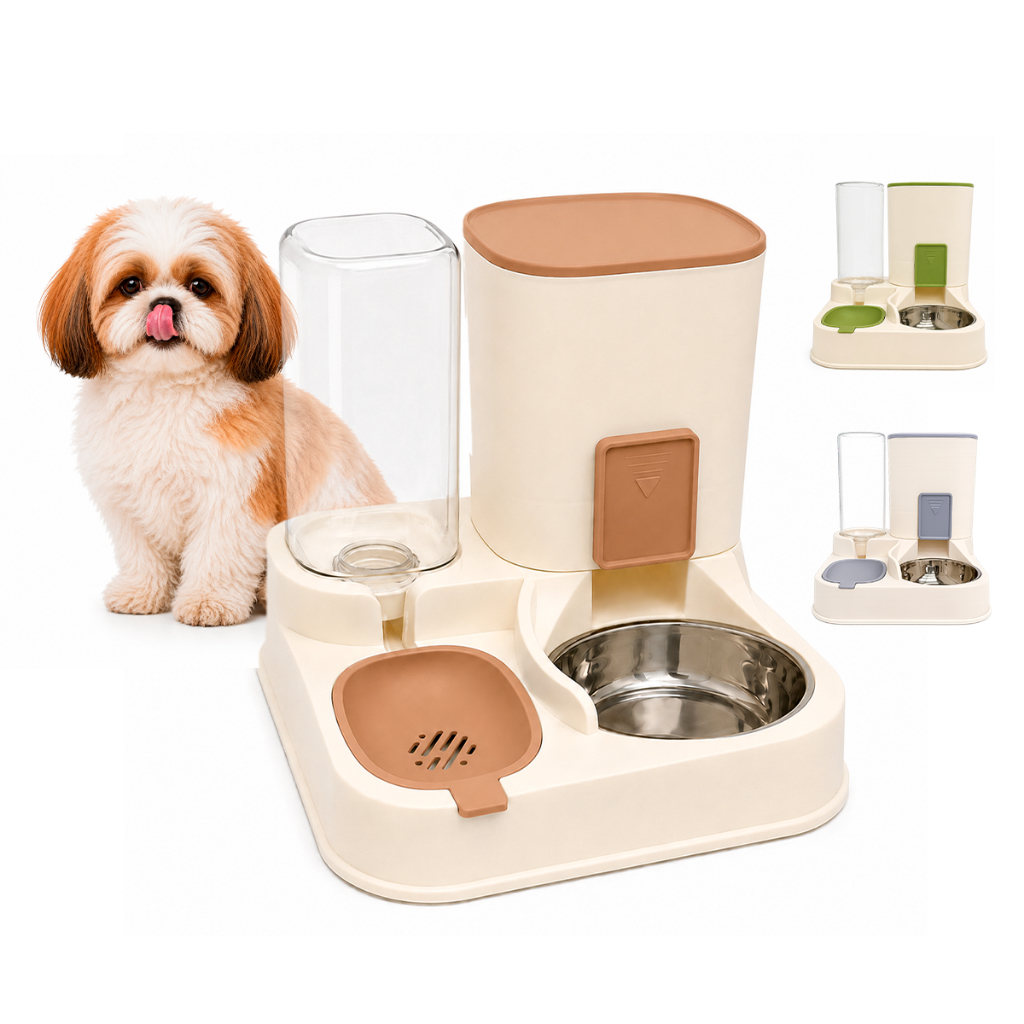 Bebedouro Com Comedouro Automático Pet Cachorros Gatos Alimentador Duplo Gravidade Resistente