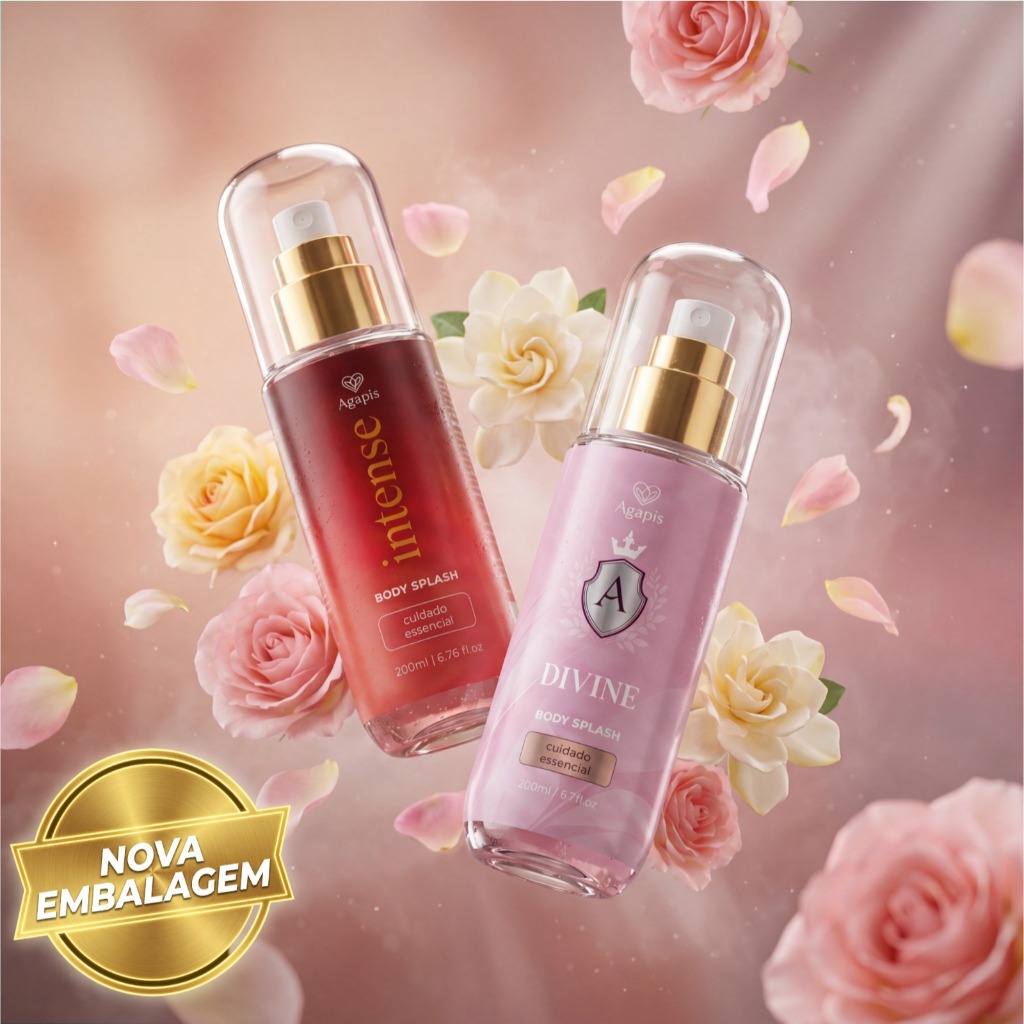 Kit 2 Body Splash Sexy Intense e Divine Agapis Beauty 200ml Fragrância Sedutora