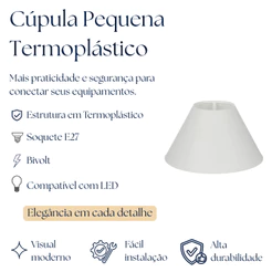 Cúpula Para Arandela Abajur PEQUENA Termoplástica Infantil Adulto Bebe Branco Preto Rosa Azul Salmão Bege