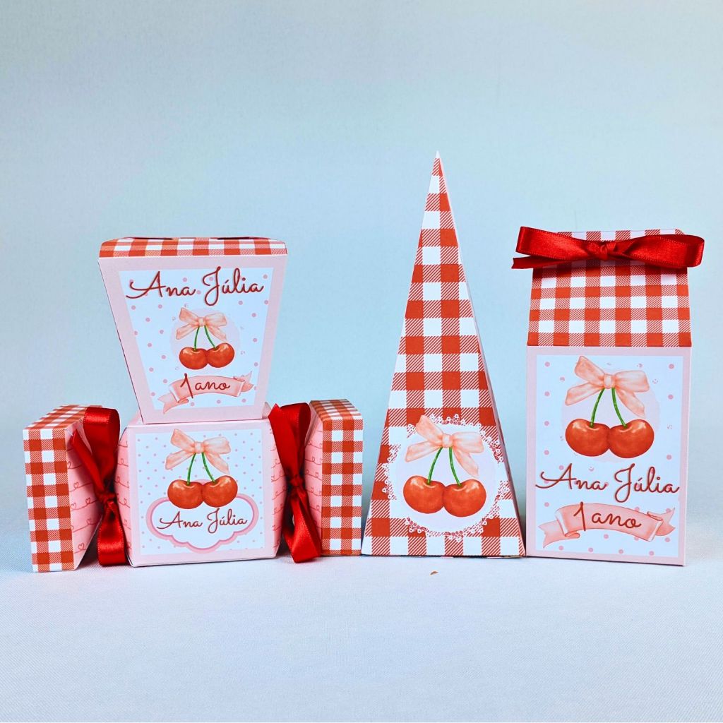 Kit 10 a 50 Caixinhas Cerejinha Cereja Personalizado Lembrancinhas Para Festa Aniversario Festinha Lembranca