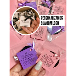 Kit de 25/50/100 MIMOS para cliente PERSONALIZÁVEL Um mimo para você Xuxinha Mimo Elástico de cabelo Outubro Rosa Mimo