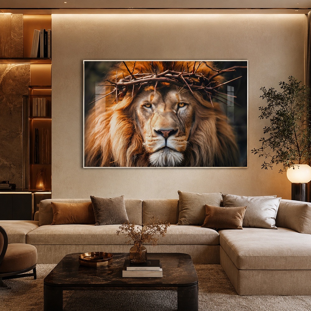 Quadro Decorativo Leão De Judá Para Sala Quarto Escritório Com Moldura