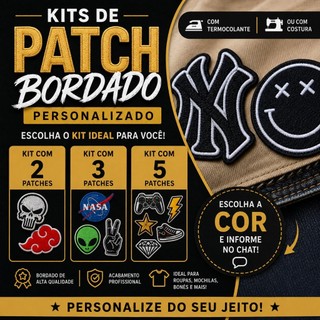 Kit patch bordado logomarcas kit com 2, 3 e 5 poatches bordado termocolante ou costura