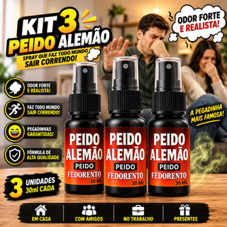 Kit 3 Spray de Peido Alemao Pum Pronto Fedorento Fedido Super Forte Pegadinha Zoaçao Trolagem 30ML