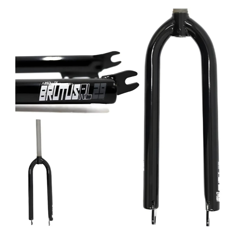 Garfo Suspensão Modelo Rígido Aro 29 Rl Absolute Brutus em Aço Freio A Disco MTB Freeride Grau Wheeling Freestyle Preto