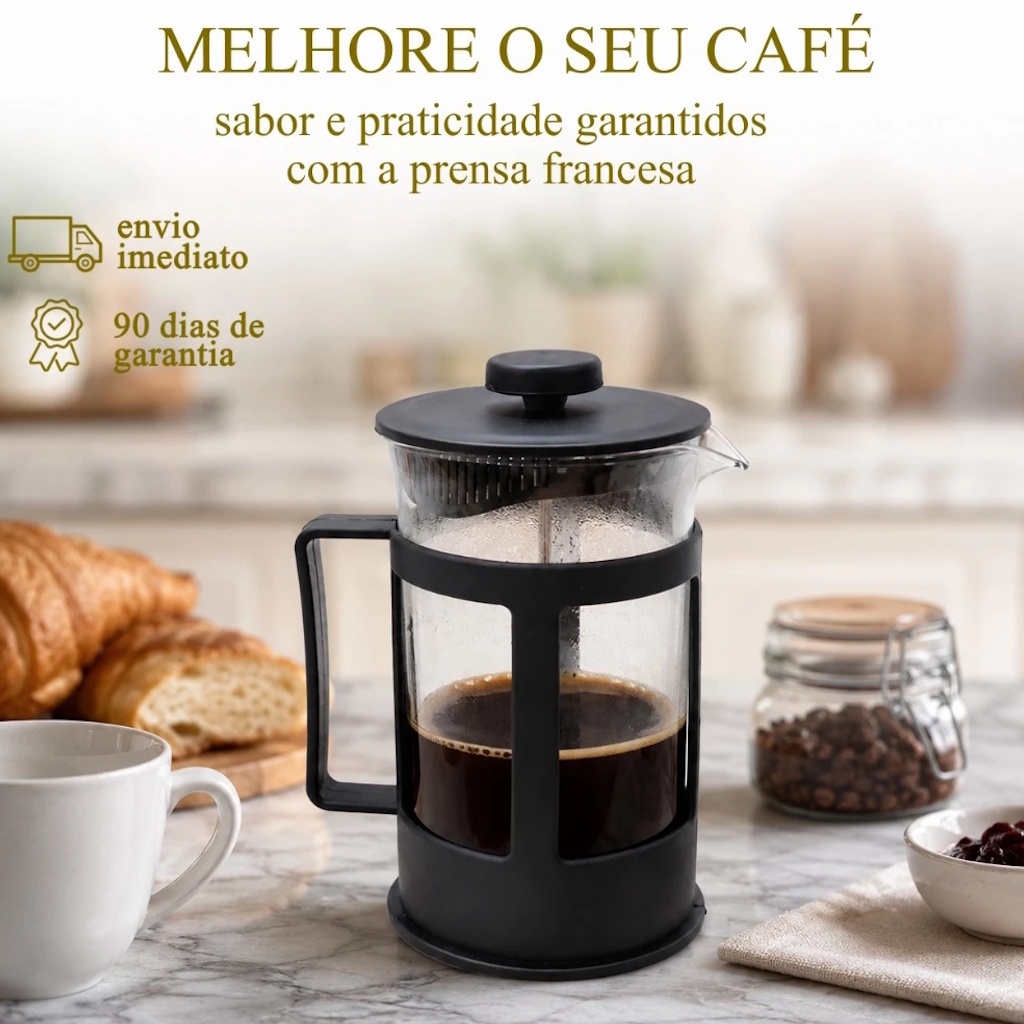Imagem Cafeteira Prensa Francesa 650ml Café Cremeira Expresso Leite Cremoso Casa Dex