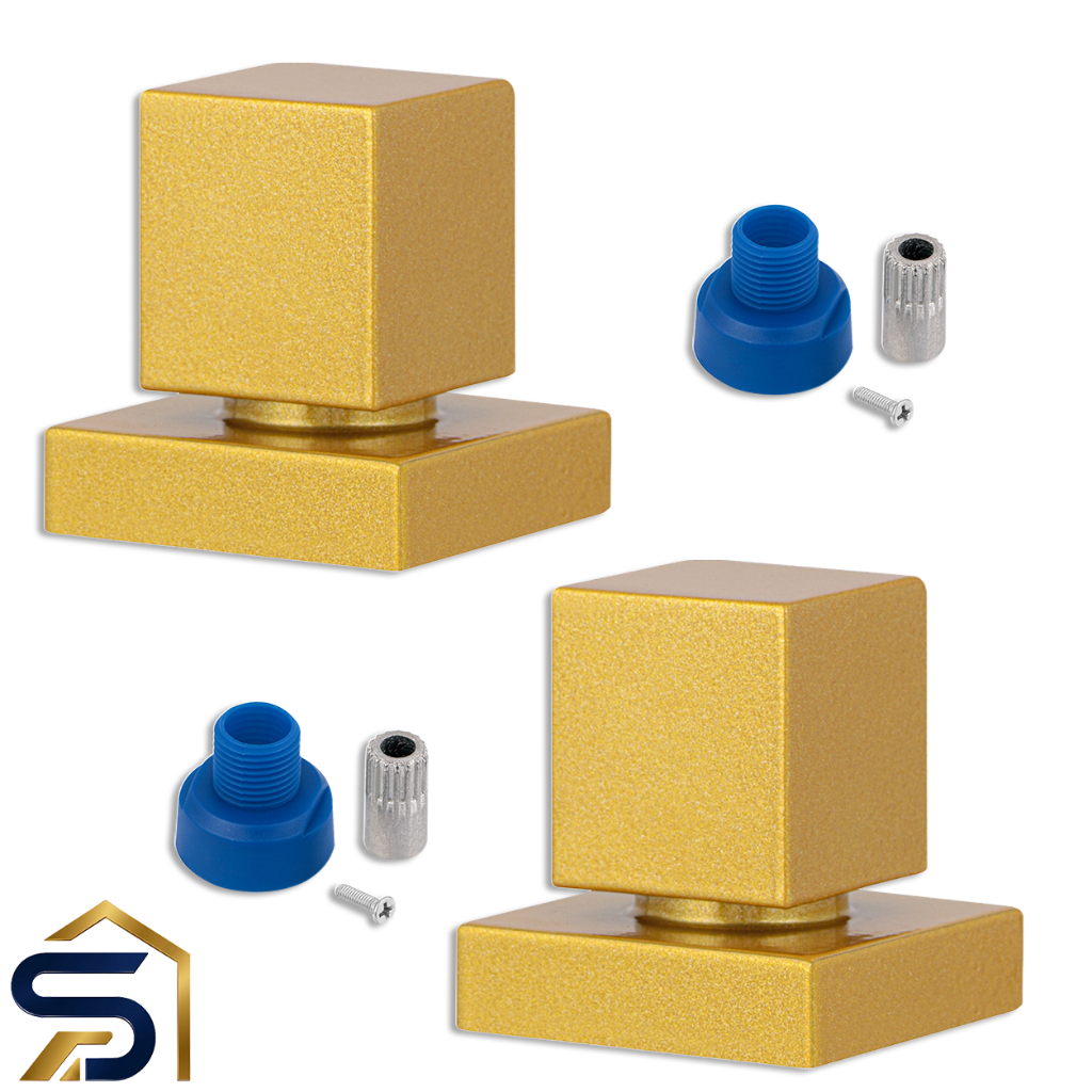 Kit 2 Acabamentos Registro Dourado Quadrado 100% Metal Padrão Deca ou Docol Banheiro 1/2 3/4 Luxo Premium