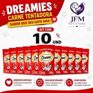 DREAMIES 150g  Petisco para gato sabor Carne  KIT 10 und