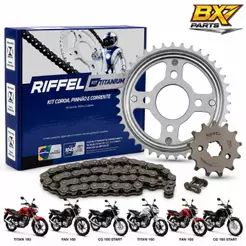 Kit Relação Transmissão Tração Honda Titan Fan Start 160 Riffel Aço 1045 Promoção