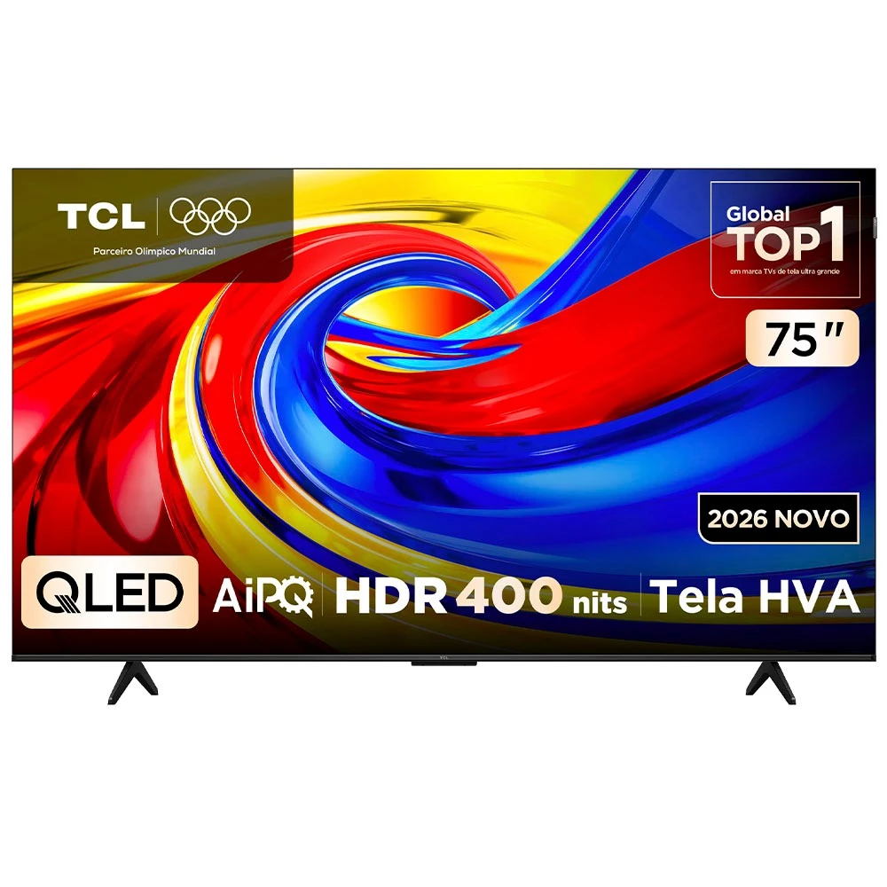 Smart TV TCL 75 Polegadas 75P7L 4K QLED Google TV Dolby Vision Atmos 120Hz WiFi Bluetooth
