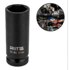 Soquete Impacto Longo 1/2 21mm Sextavado Aço Crv Profissional