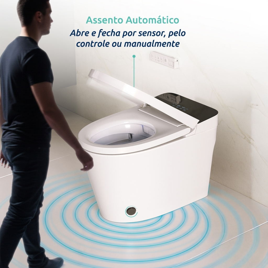 YESOP Vaso Sanitario Inteligente AQUECIDO Automatico Sensor LED Ducha 127V Branco Premium